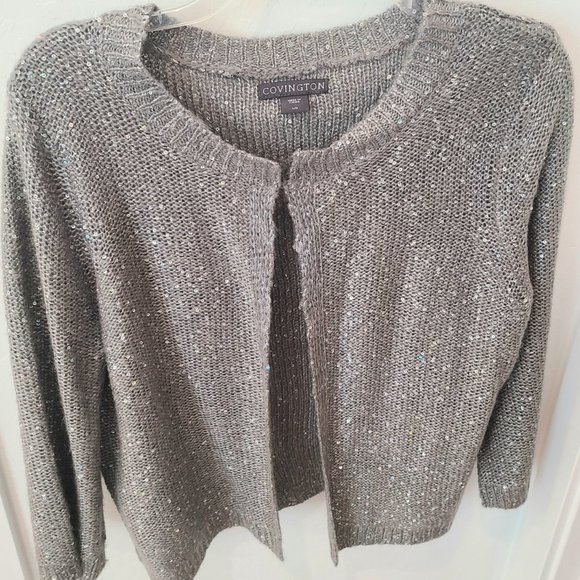 Covington gray sparkly cardigan sweater...size Large - Picture 4 of 5
